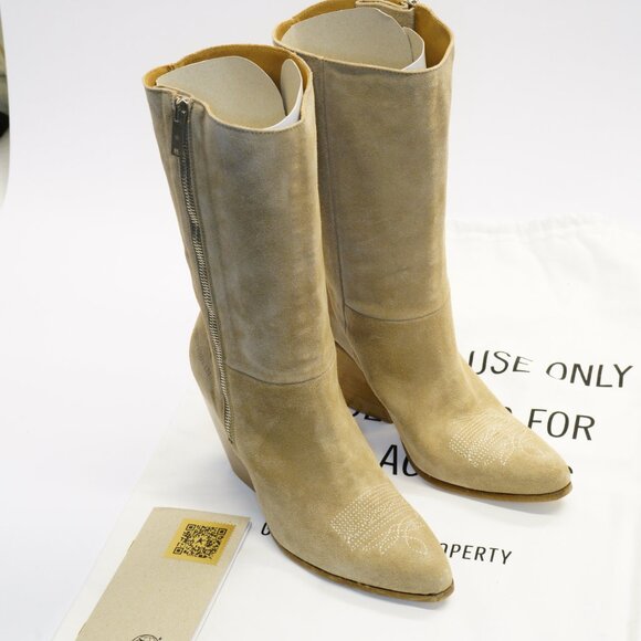 Golden Goose Candy Suede Cowboy Boots, Beige, Multiple Sizes, New w/ COA, Bag - Picture 14 of 14